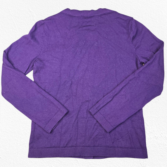 Y2K Vintage Pendleton Purple Gold Button Front Merino Wool Cardigan Size Medium - Picture 8 of 8